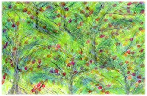 Pommeraie japonaise - peinture de Ma&icirc;tre Supr&ecirc;me Ching Hai